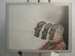 Three Masks - Oil on Paper - 22x30